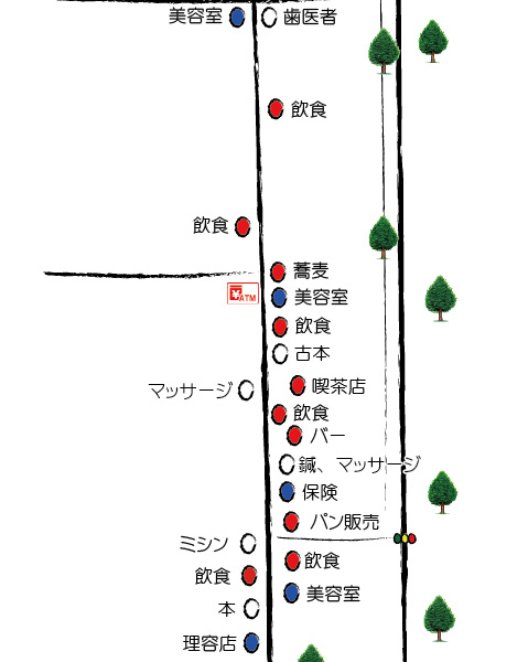 商和会マップをクリックしてください。近隣の商店紹介に移動します
