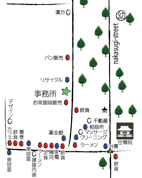商和会マップをクリックしてください。近隣の商店紹介に移動します